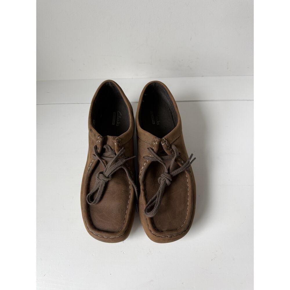 Clarks Womens Wallabee Beeswax Leather Moccasin Lace Up Shoes Brown Sz 7.5 22545